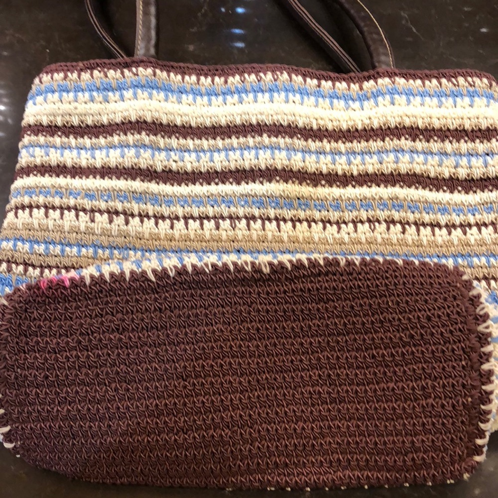 Crochet knit purse‎ ivory brown crochet purse granny core 12” shoulder bag - Picture 3 of 10